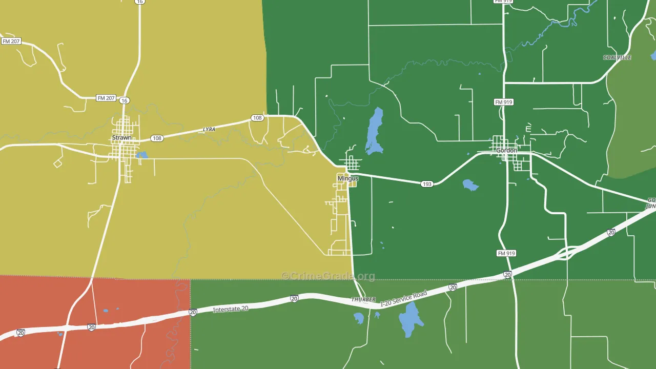Mingus, TX Map of Assault Rates