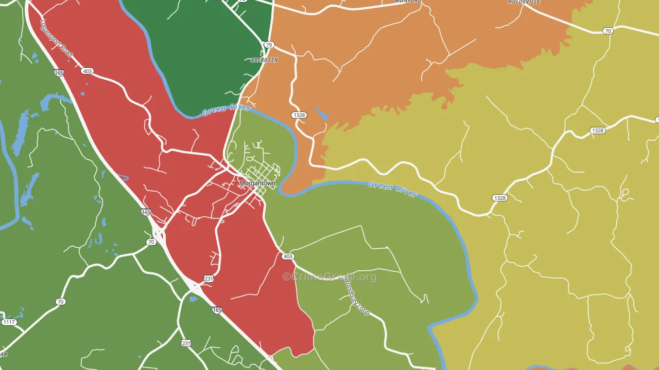 Mining City, KY Map of Assault Rates