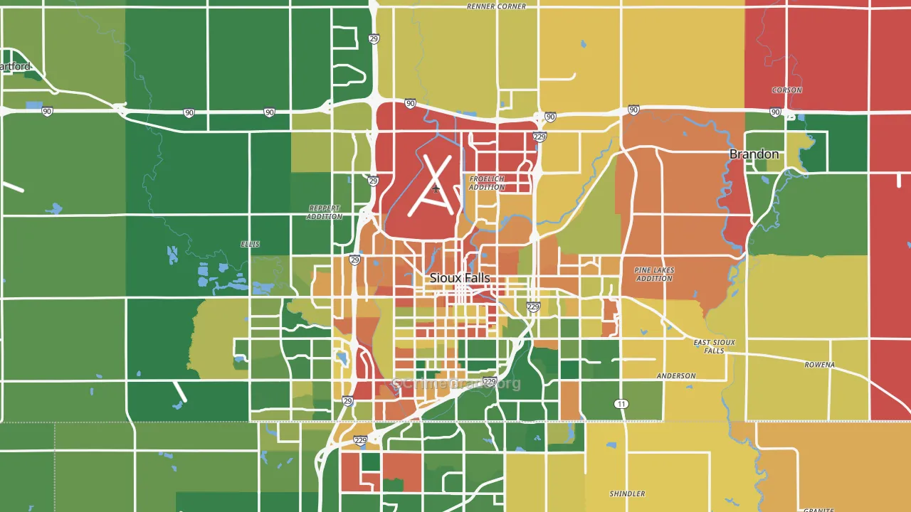 Minnehaha County, SD Map of Assault Rates