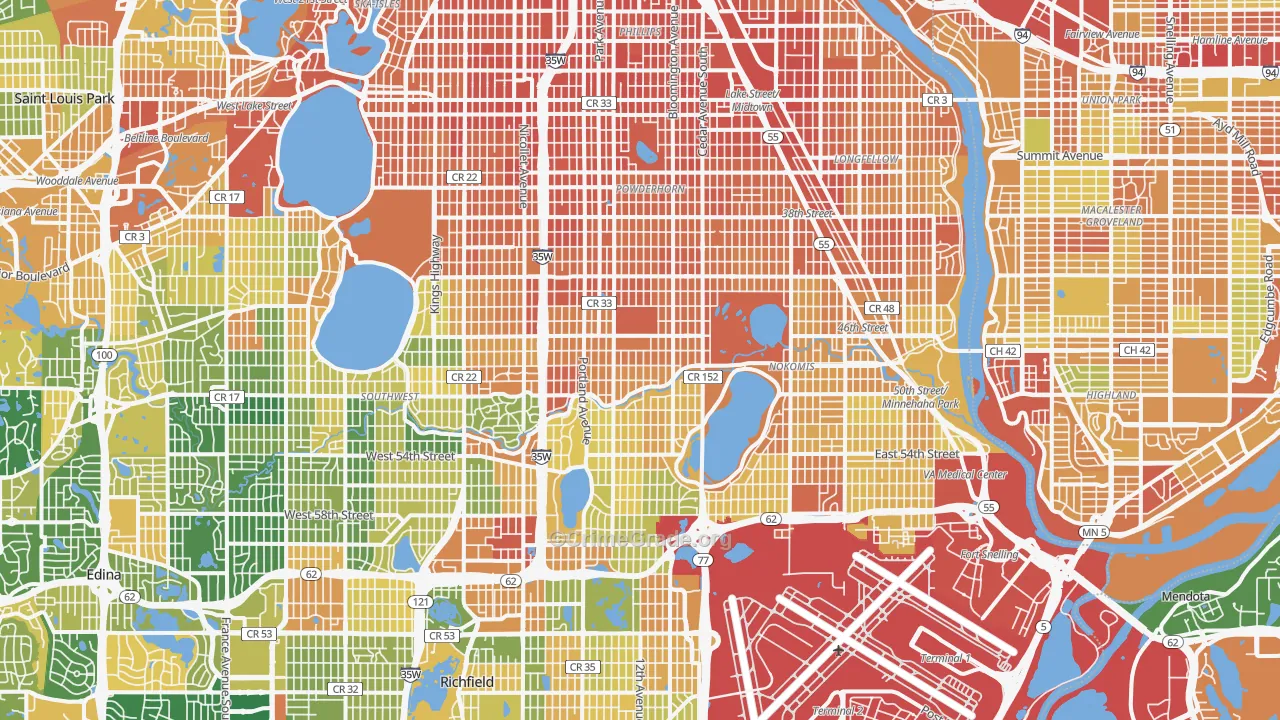 Minnehaha, Minneapolis, MN Map of Assault Rates