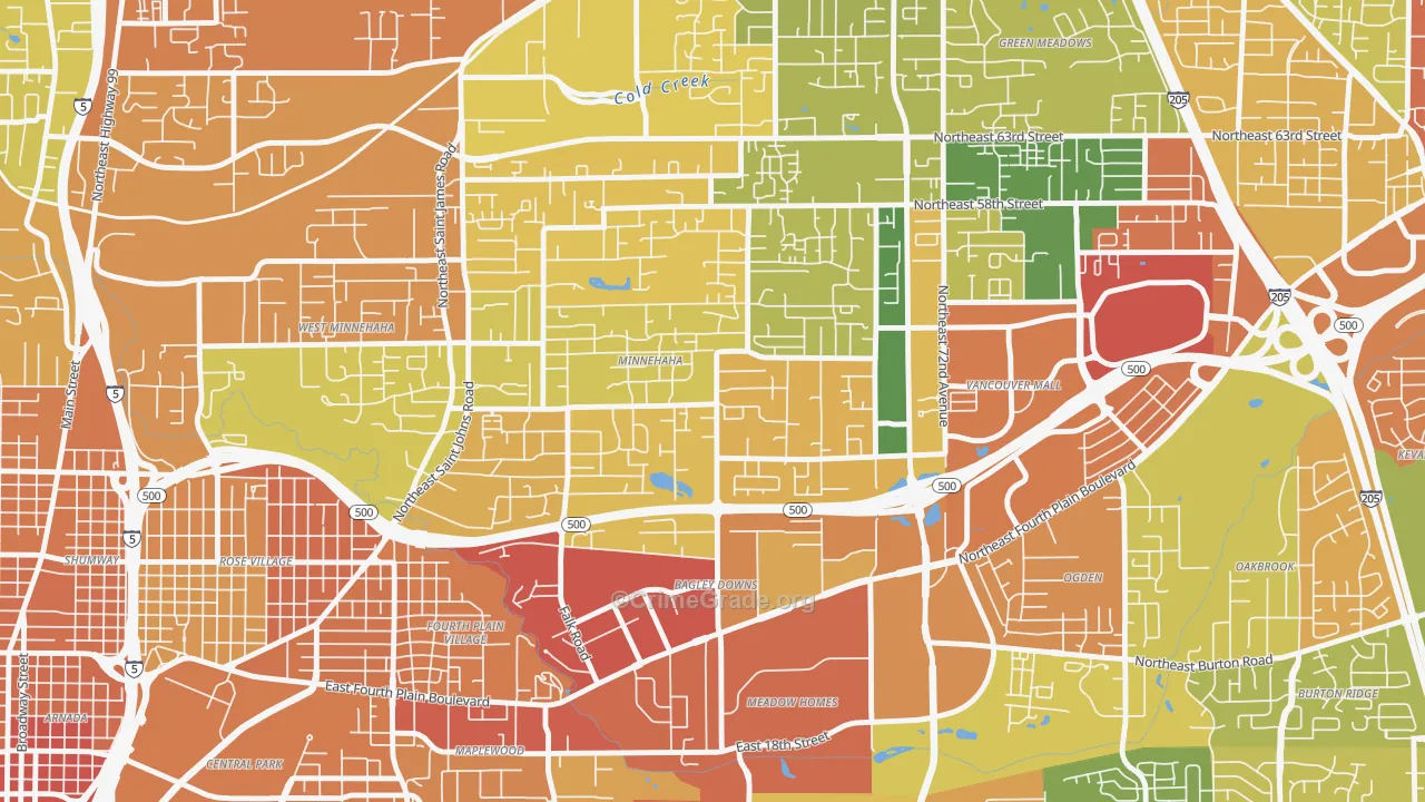 Minnehaha, WA Map of Assault Rates