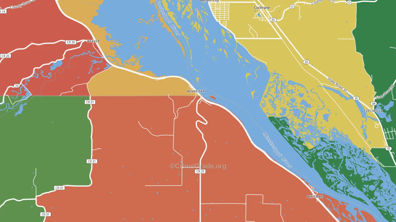 Minneiska, MN Map of Assault Rates