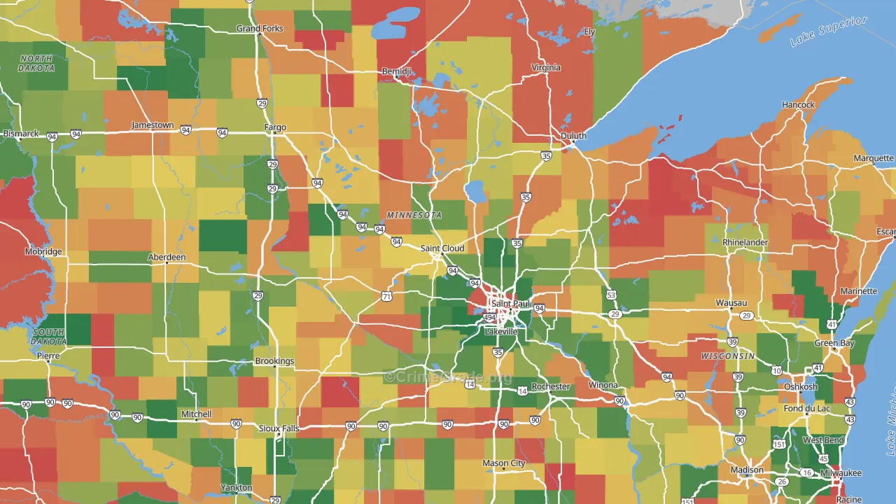 Minnesota Map of Assault Rates
