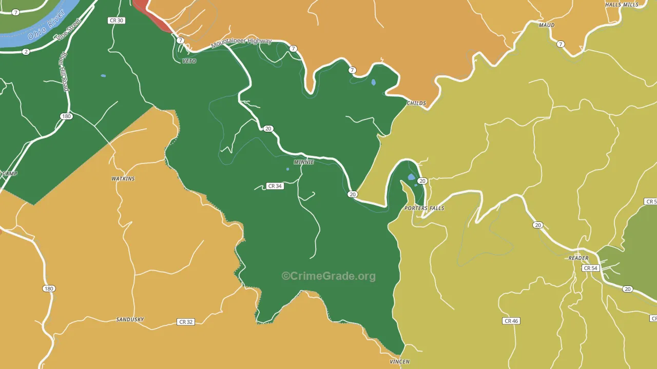 Minnie, WV Map of Assault Rates