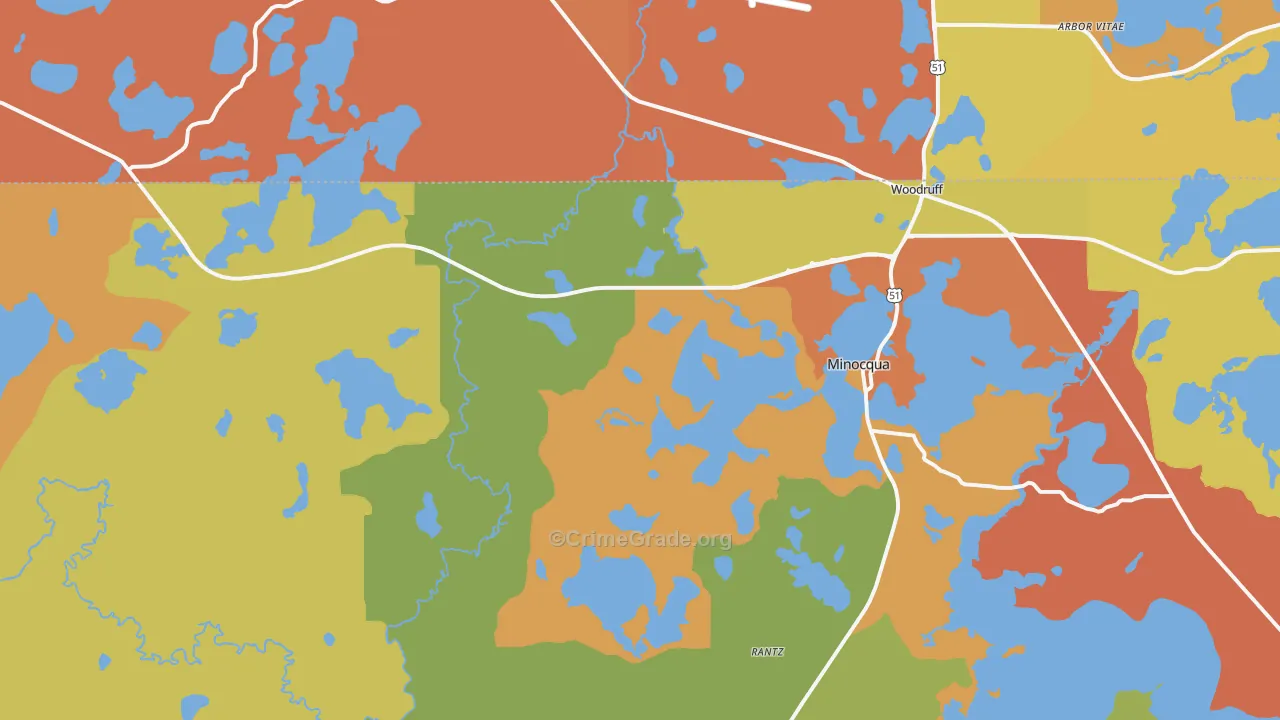 Minocqua, WI Map of Assault Rates