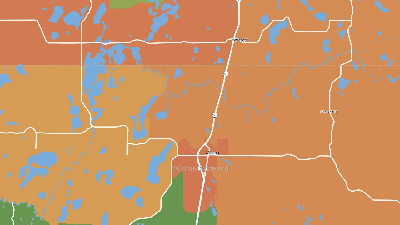 Minong, WI Map of Assault Rates