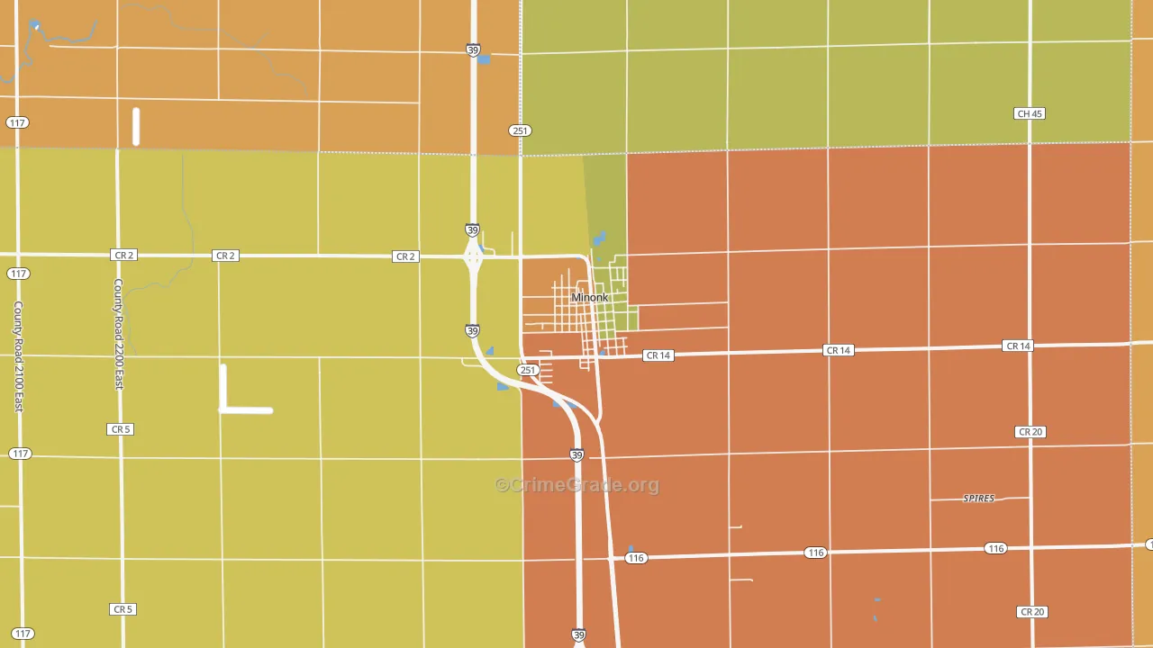 Minonk, IL Map of Assault Rates