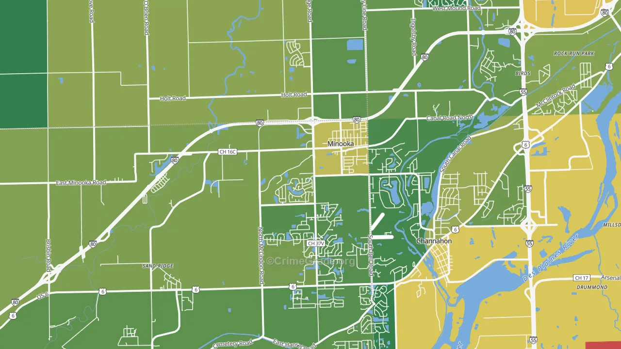 Minooka, IL Map of Assault Rates