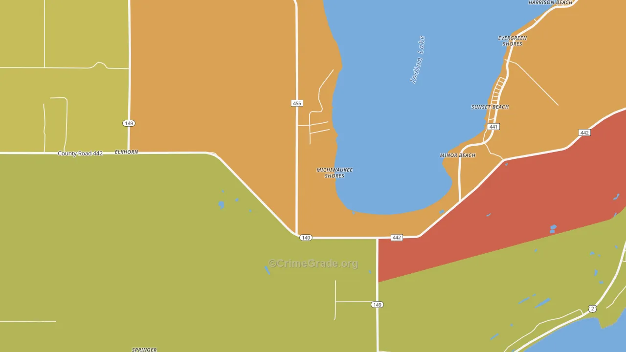 Minor Beach, MI Map of Assault Rates