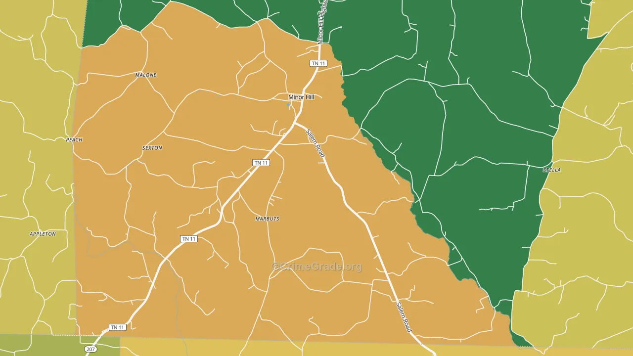 Minor Hill, TN Map of Assault Rates