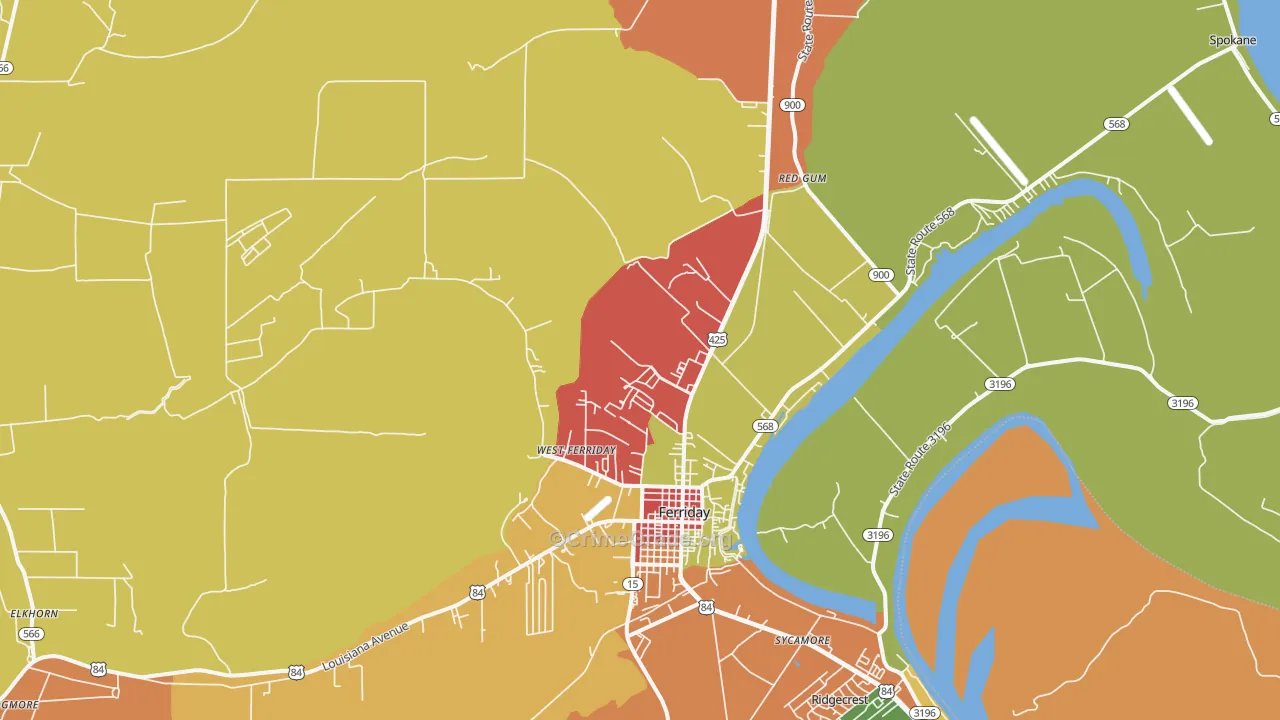 Minorca, LA Map of Assault Rates