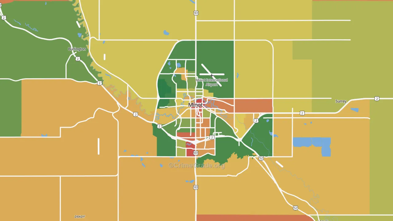 Minot, ND Map of Assault Rates