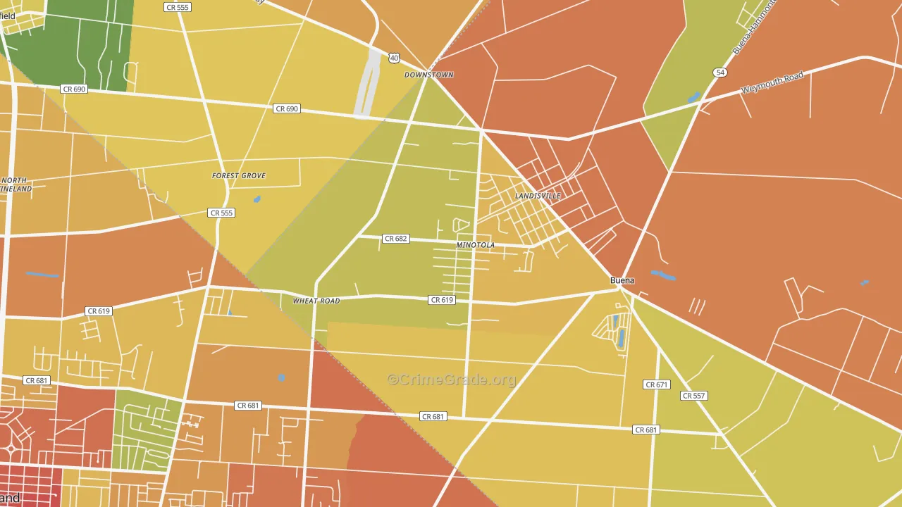 Minotola, NJ Map of Assault Rates