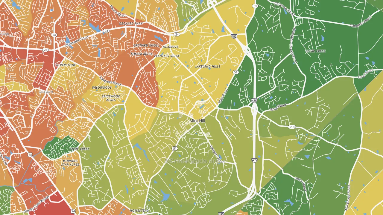 Mint Hill, NC Map of Assault Rates