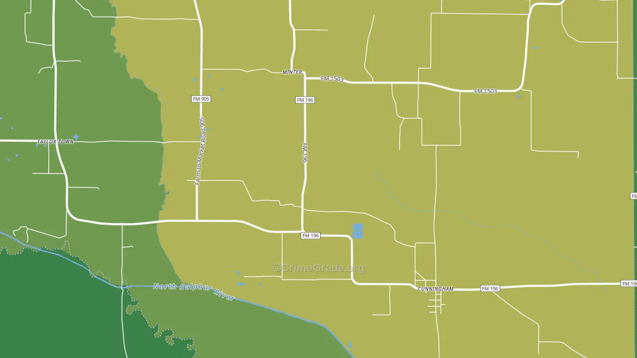 Minter, TX Map of Assault Rates