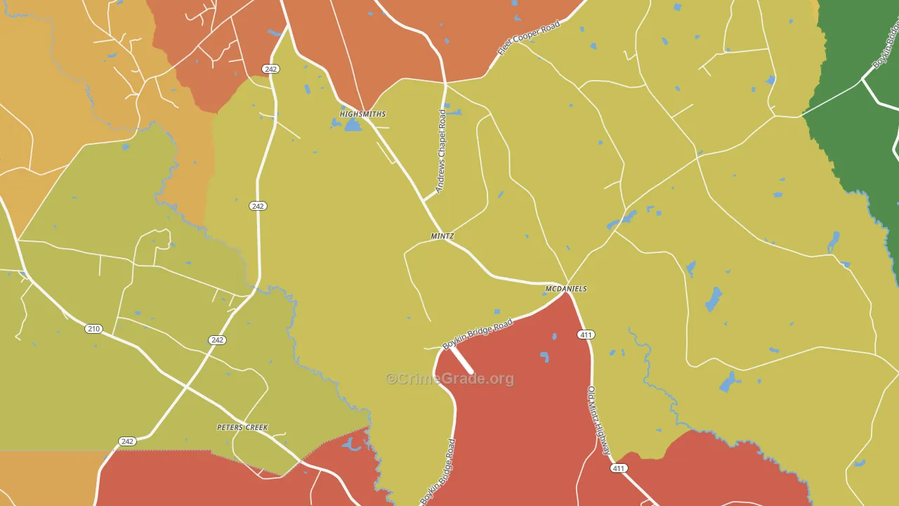 Mintz, NC Map of Assault Rates