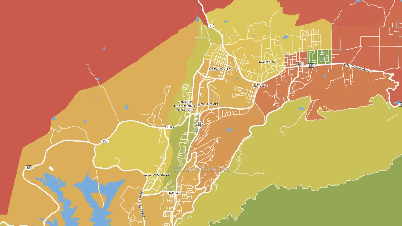 Mira Monte, CA Map of Assault Rates