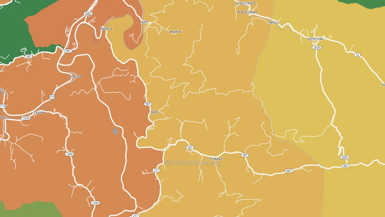 Miracle, KY Map of Assault Rates