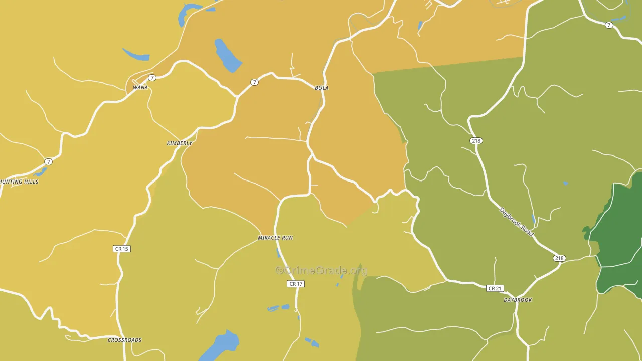 Miracle Run, WV Map of Assault Rates