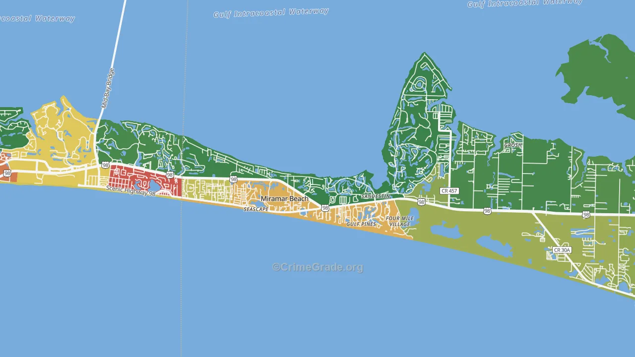 Miramar Beach, FL Map of Assault Rates