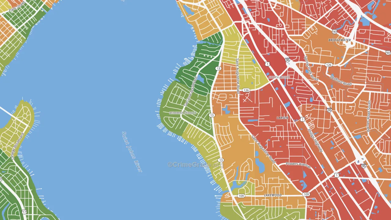 Miramar, Jacksonville, FL Map of Assault Rates