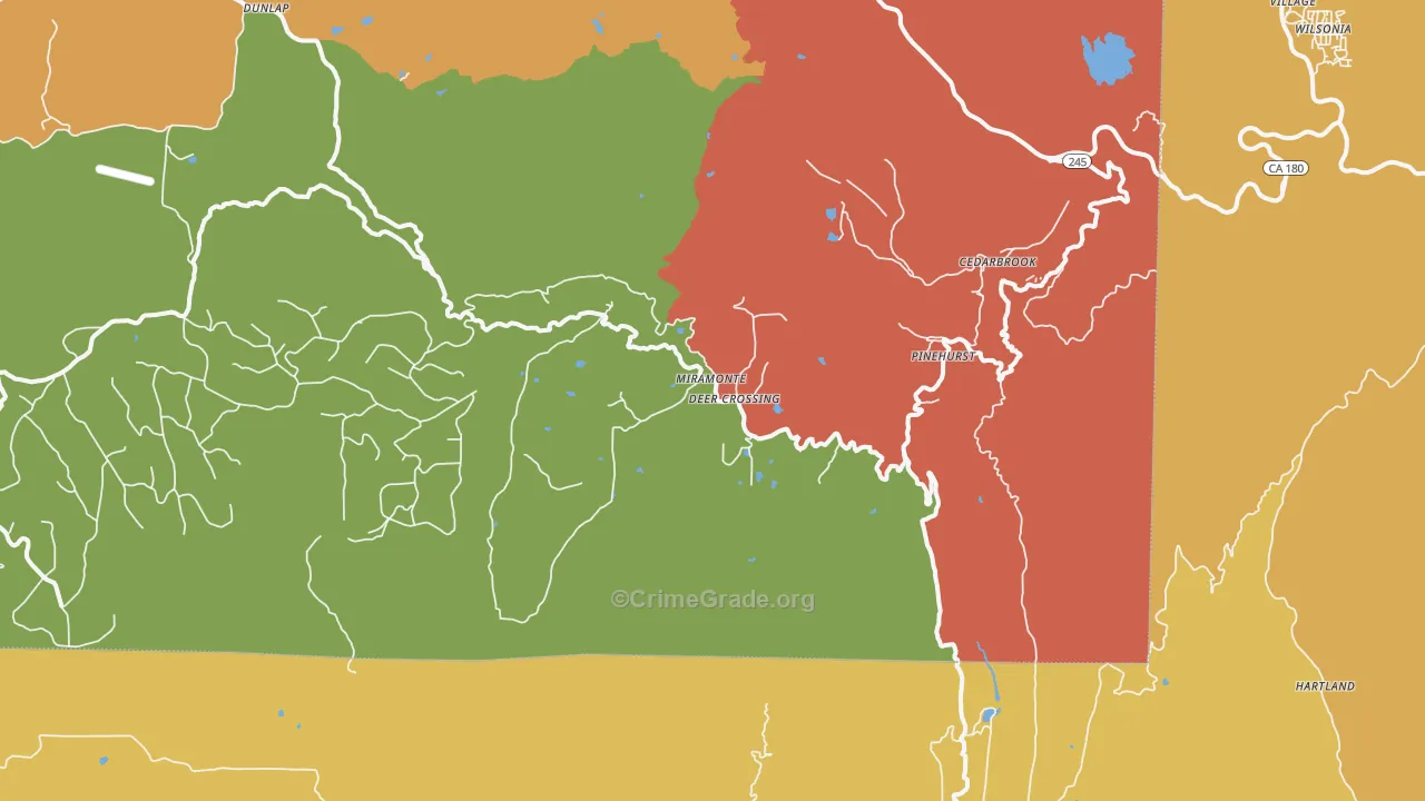 Miramonte, CA Map of Assault Rates