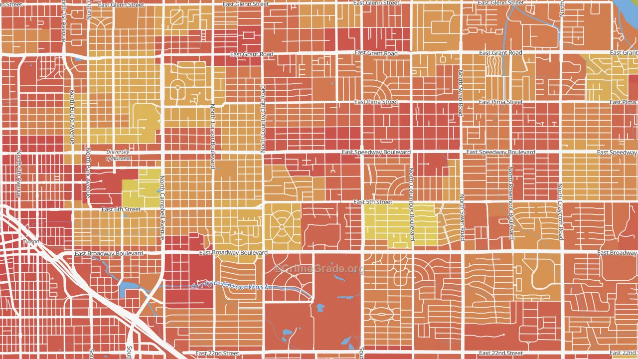 Miramonte, Tucson, AZ Map of Assault Rates