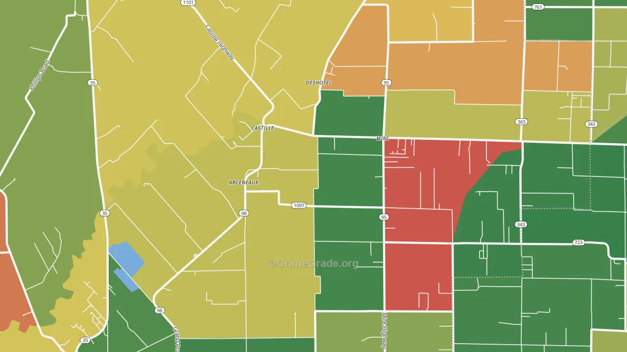 Mire, LA Map of Assault Rates