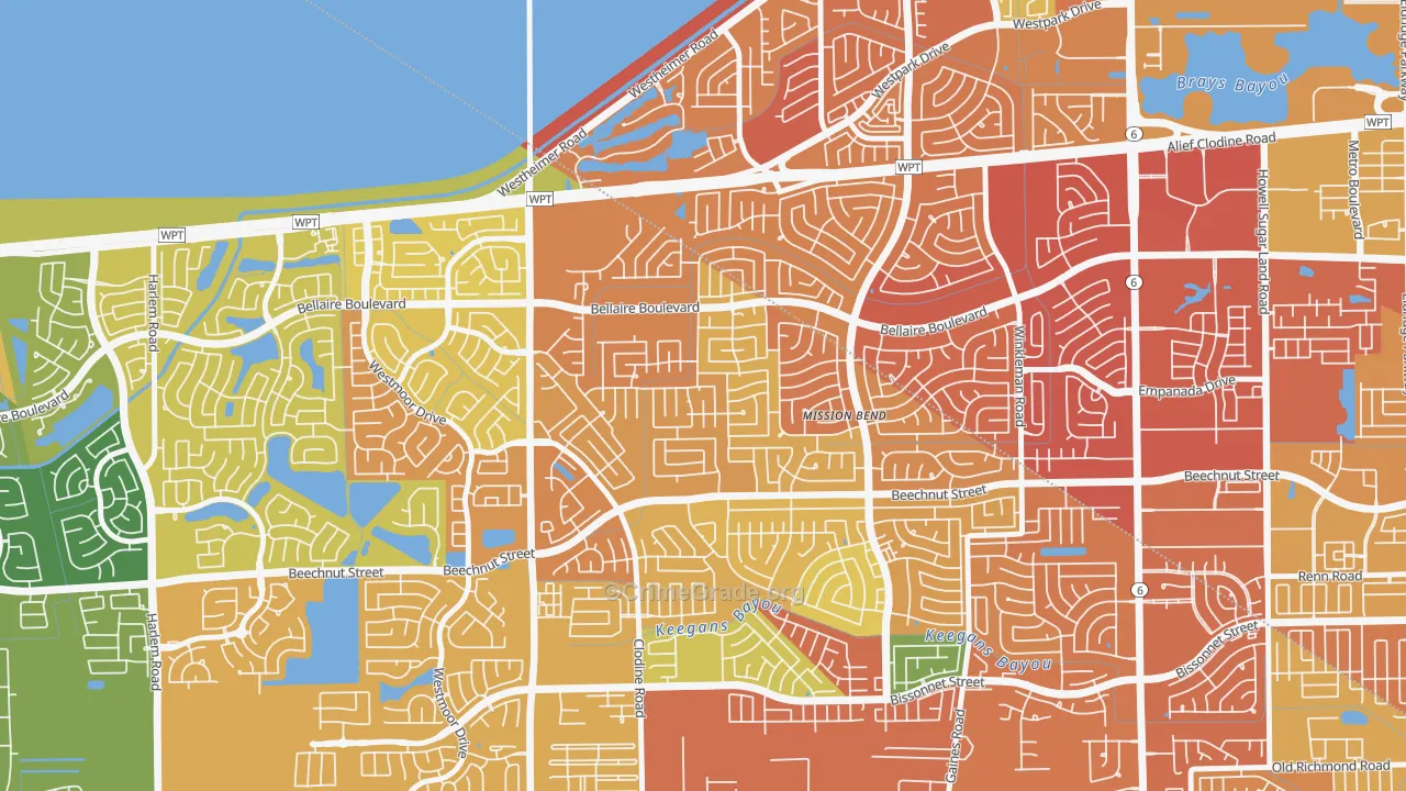 Mission Bend South, Mission Bend, TX Map of Assault Rates
