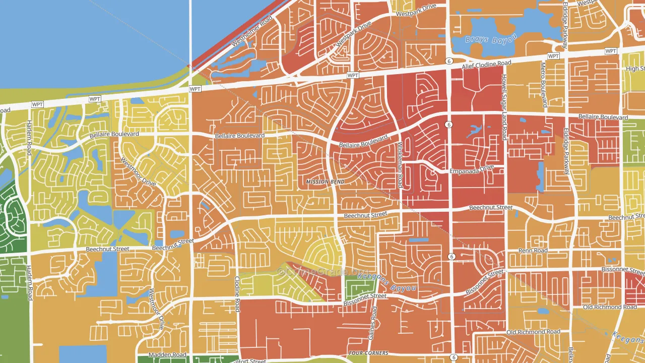 Mission Bend, TX Map of Assault Rates