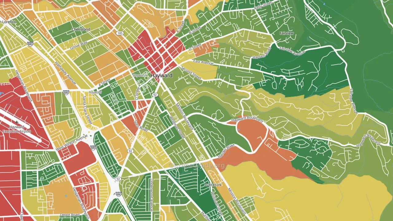 Mission-Foothill, Hayward, CA Map of Assault Rates