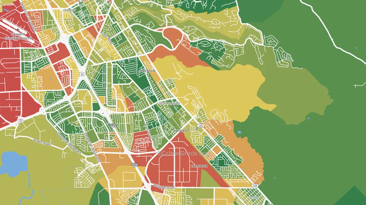 Mission-Garin, Hayward, CA Map of Assault Rates