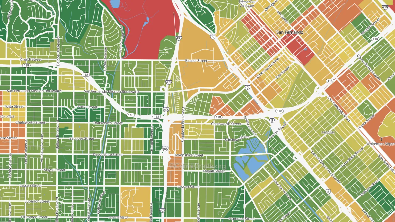 Mission Hills, CA Map of Assault Rates