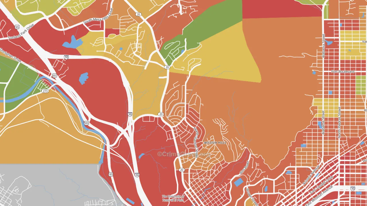 Mission Hills, El Paso, TX Map of Assault Rates