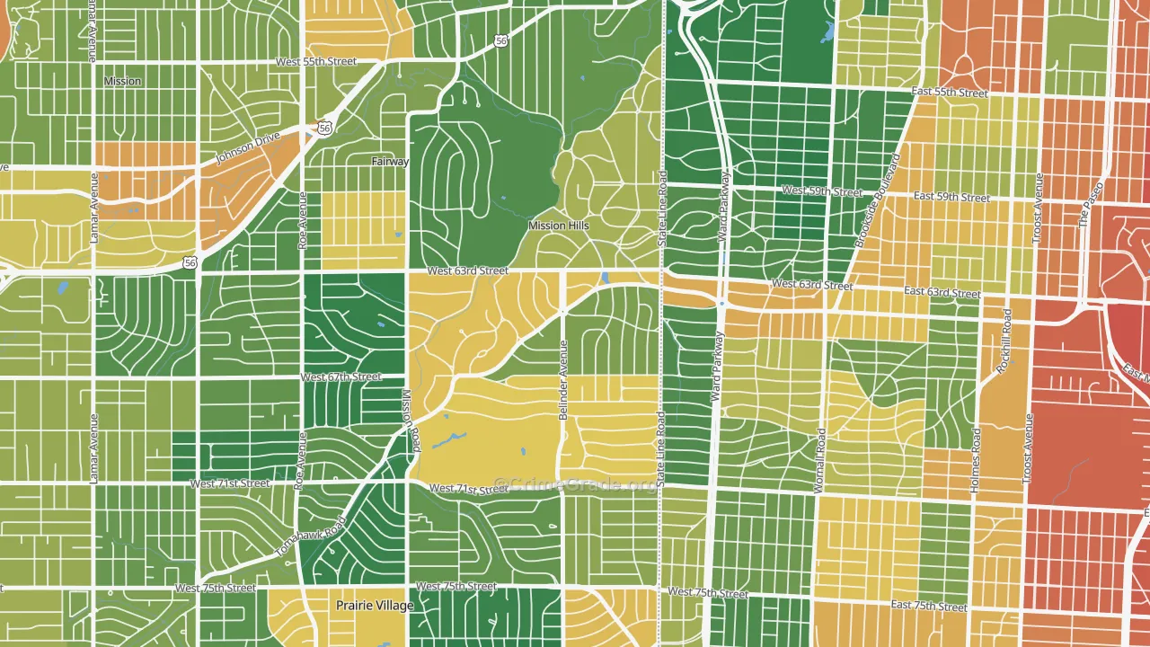 Mission Hills, KS Map of Assault Rates