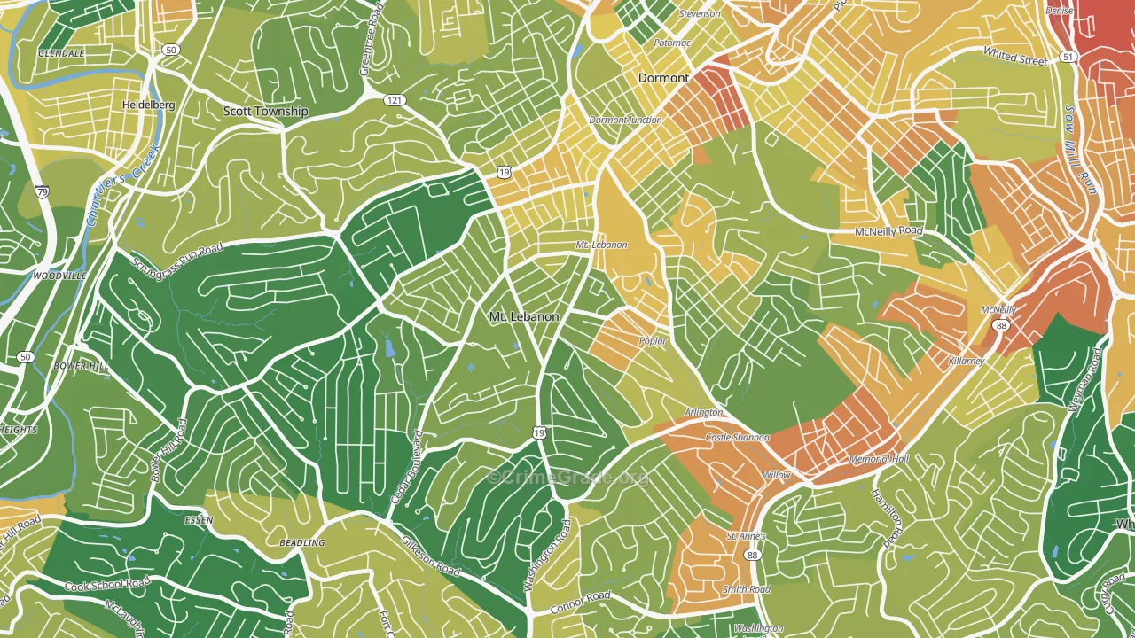 Mission Hills, Pittsburgh, PA Map of Assault Rates
