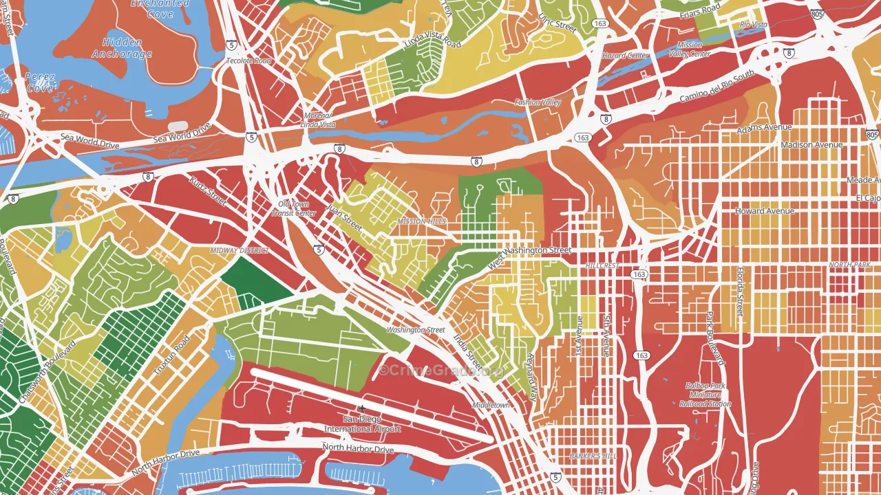 Mission Hills-San Diego, San Diego, CA Map of Assault Rates