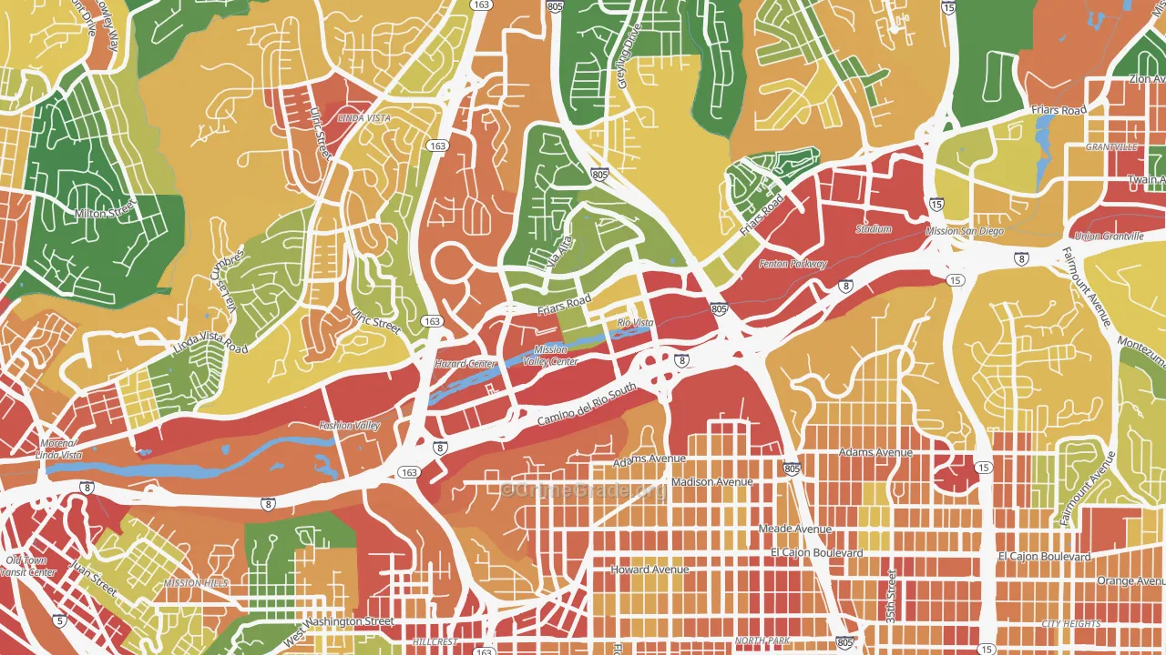 Mission Valley East, San Diego, CA Map of Assault Rates