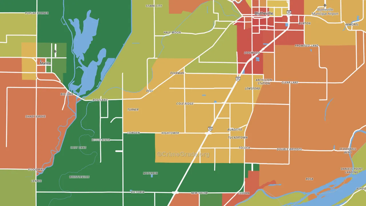 Mississippi County, AR Map of Assault Rates