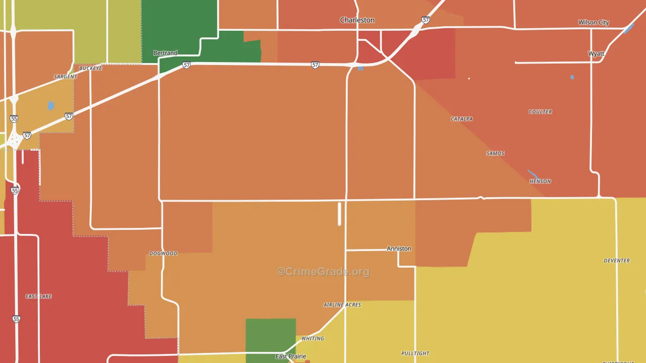 Mississippi County, MO Map of Assault Rates