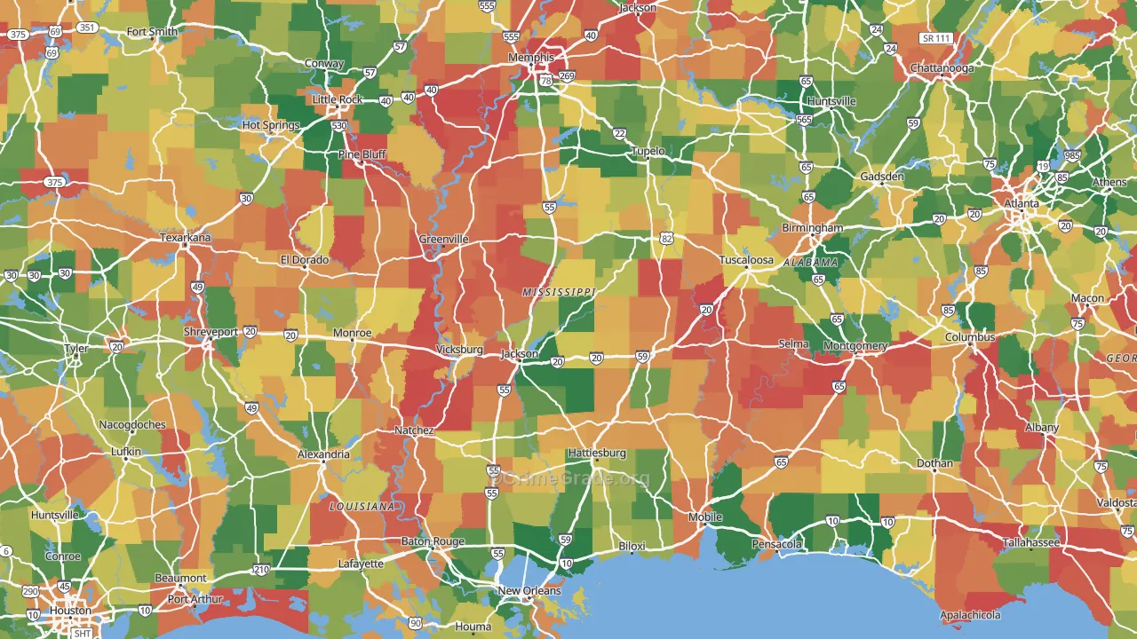 Mississippi Map of Assault Rates