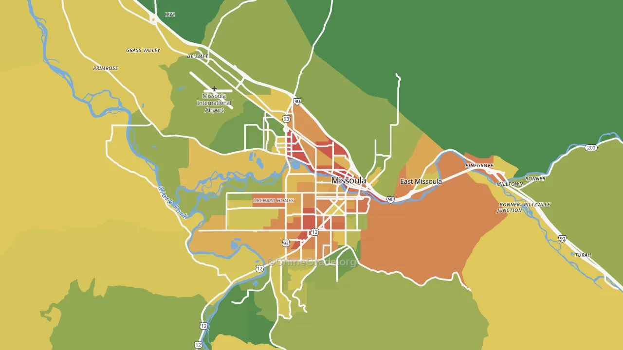 Missoula County, MT Map of Assault Rates