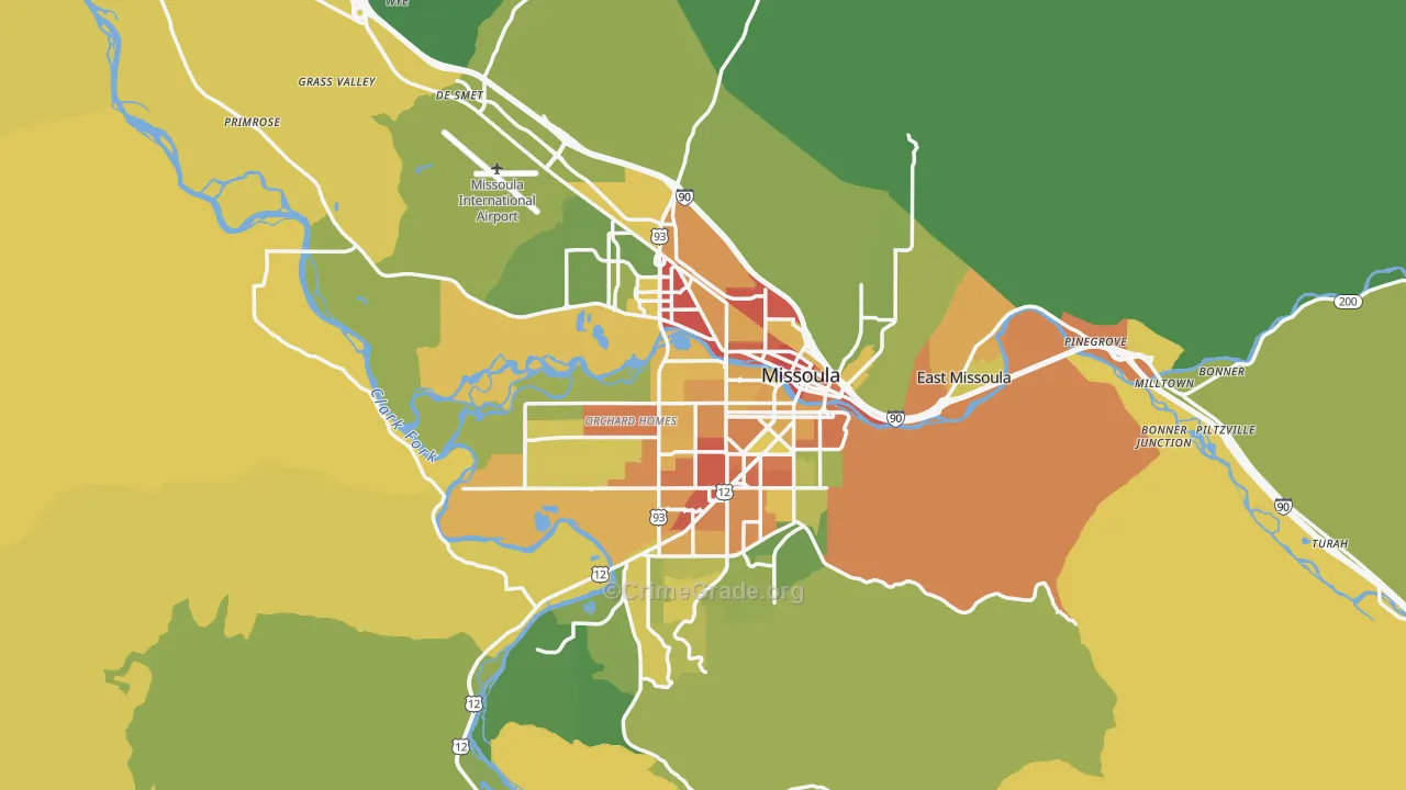 Missoula, MT Map of Assault Rates