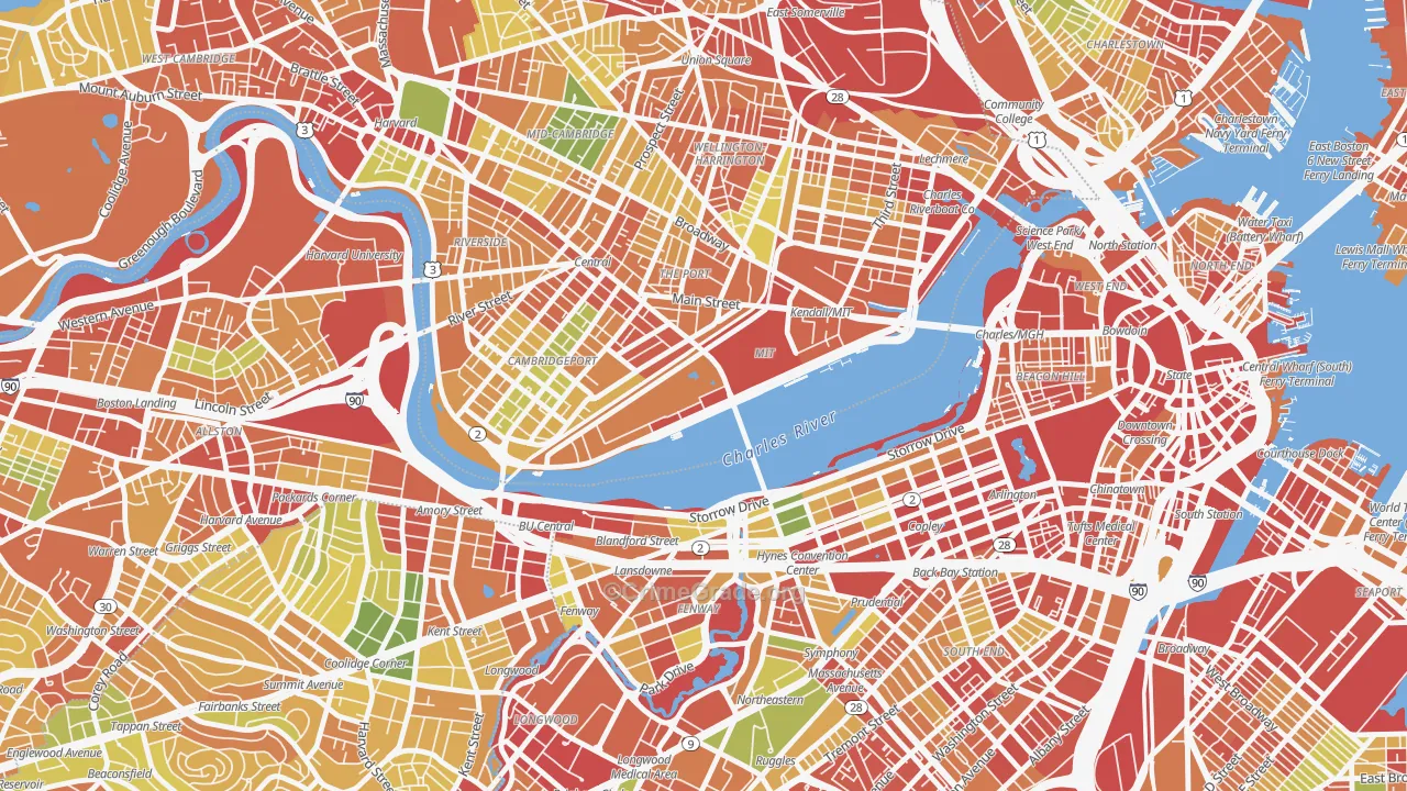 MIT, Cambridge, MA Map of Assault Rates