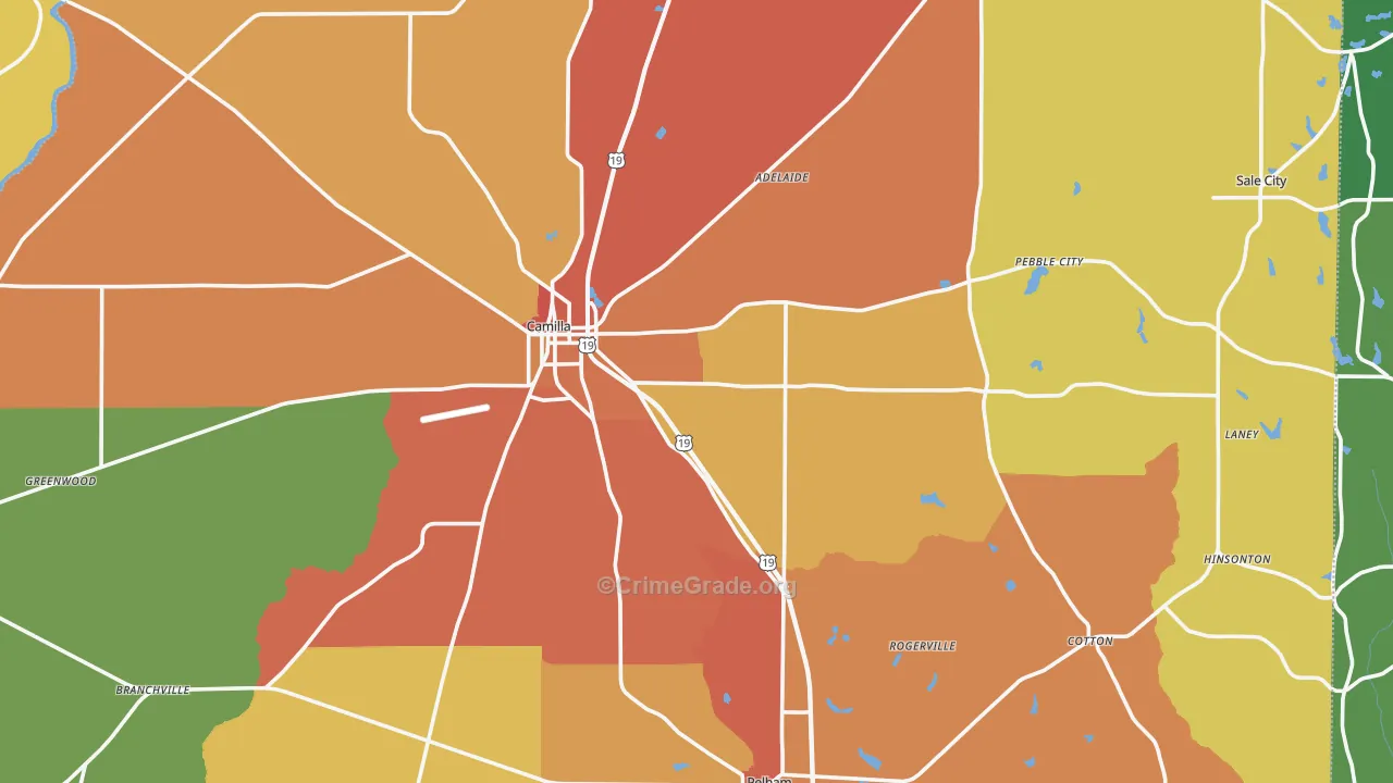 Mitchell County, GA Map of Assault Rates