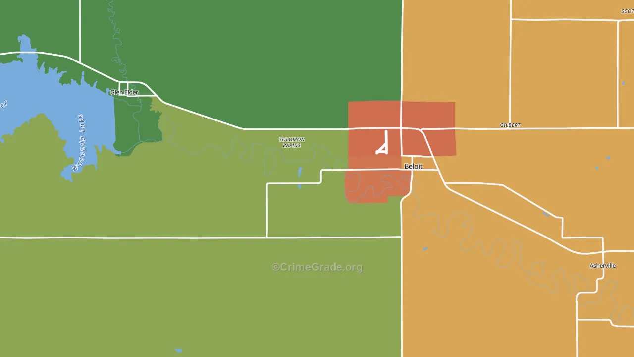 Mitchell County, KS Map of Assault Rates