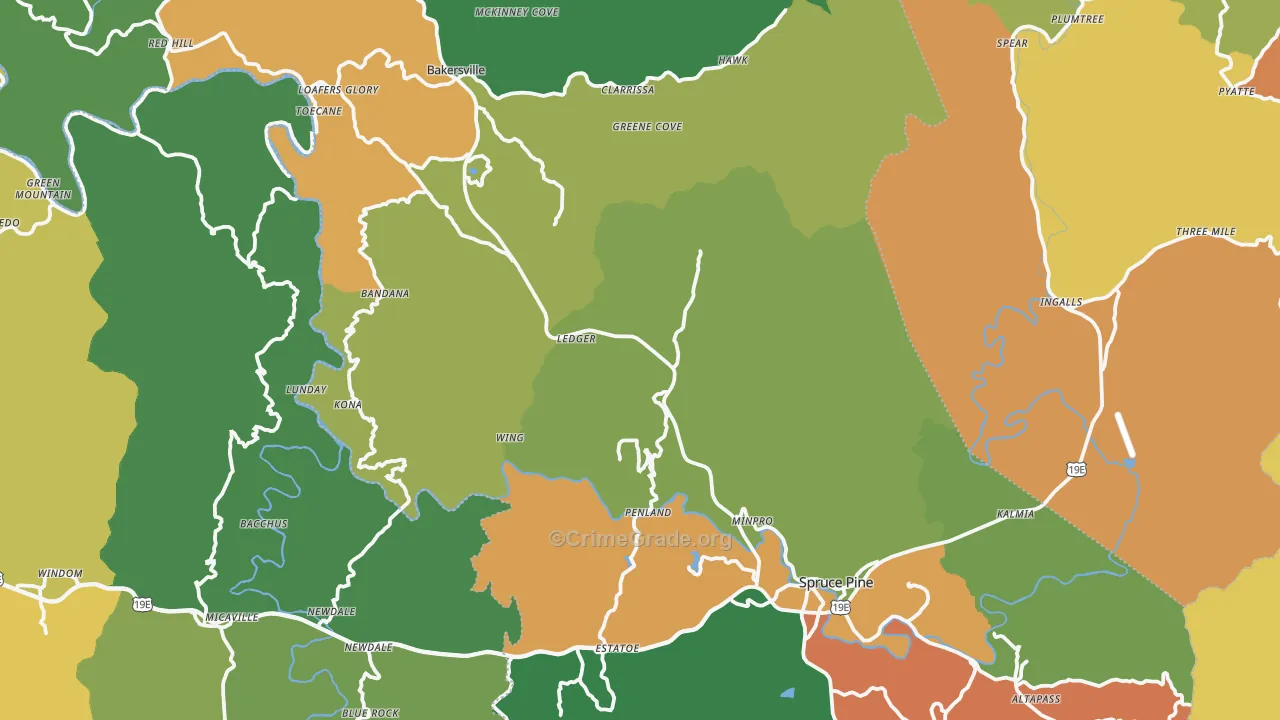Mitchell County, NC Map of Assault Rates