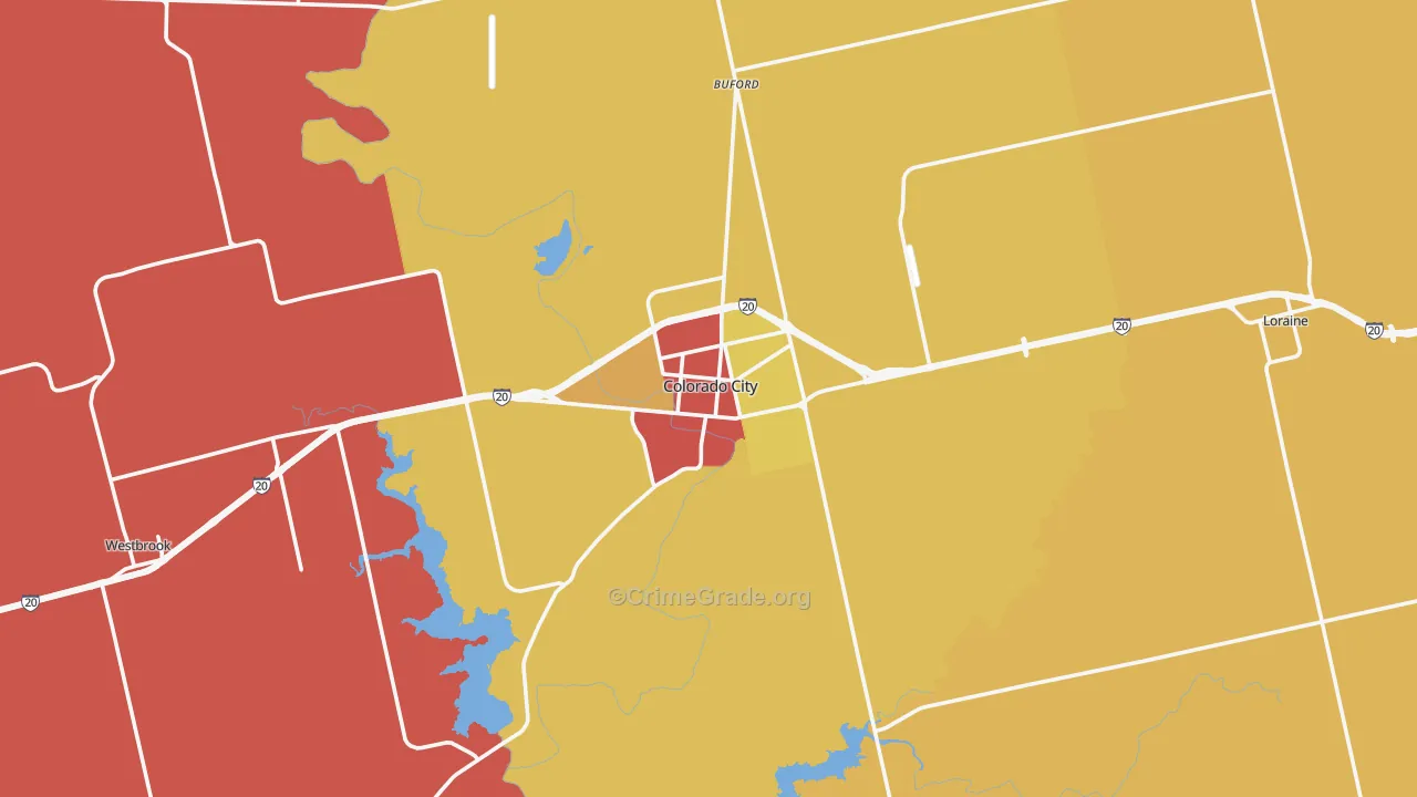Mitchell County, TX Map of Assault Rates