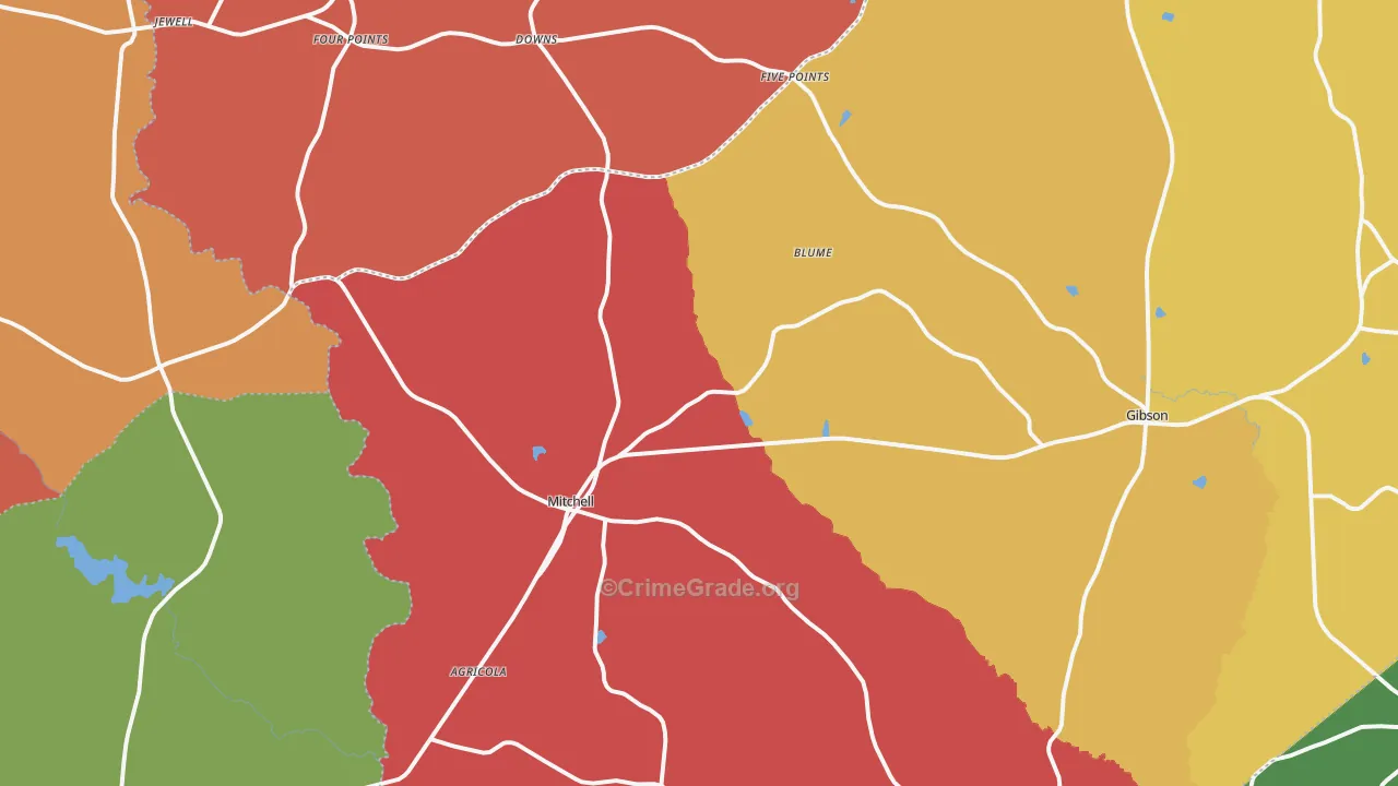 Mitchell, GA Map of Assault Rates