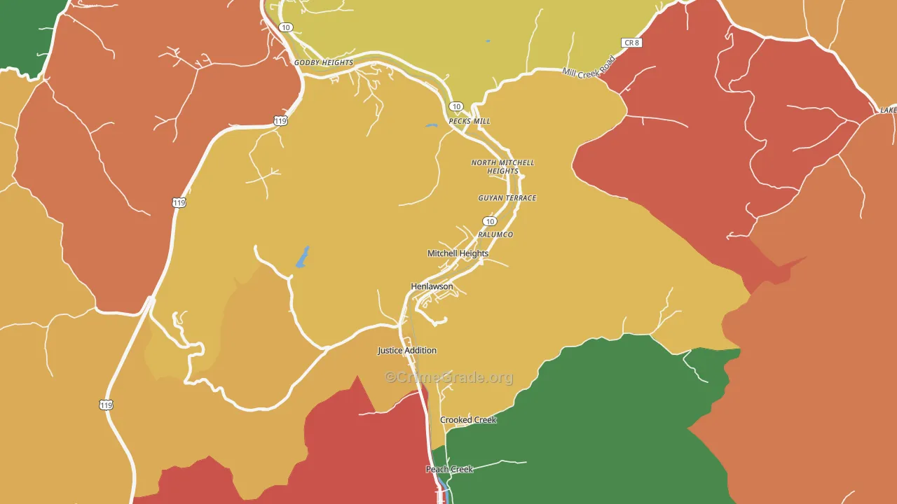 Mitchell Heights, WV Map of Assault Rates